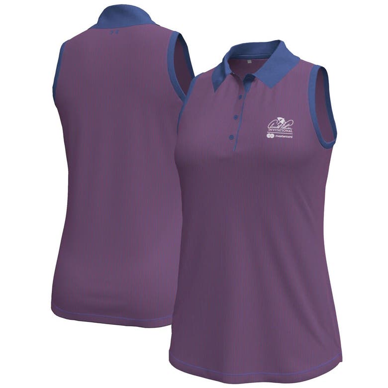 Shop Under Armour Purple Arnold Palmer Invitational Playoff 3.0 Pin Stripe Jacquard Sleeveless Polo