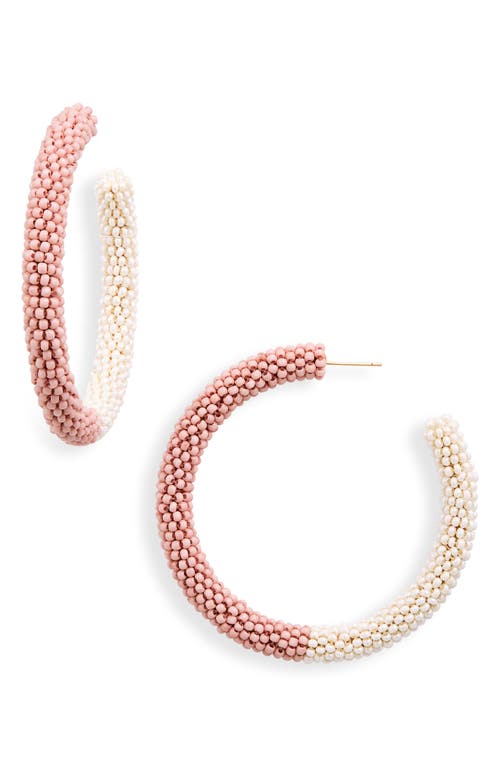 Nixie Two-Tone Bead Hoop Earrings in Ivory