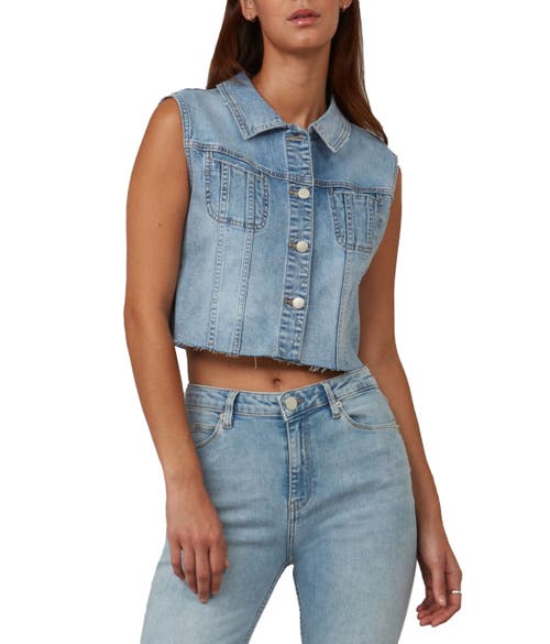 Lola Jeans Gabbie Cropped Denim Vest In Stone Blue Skyline