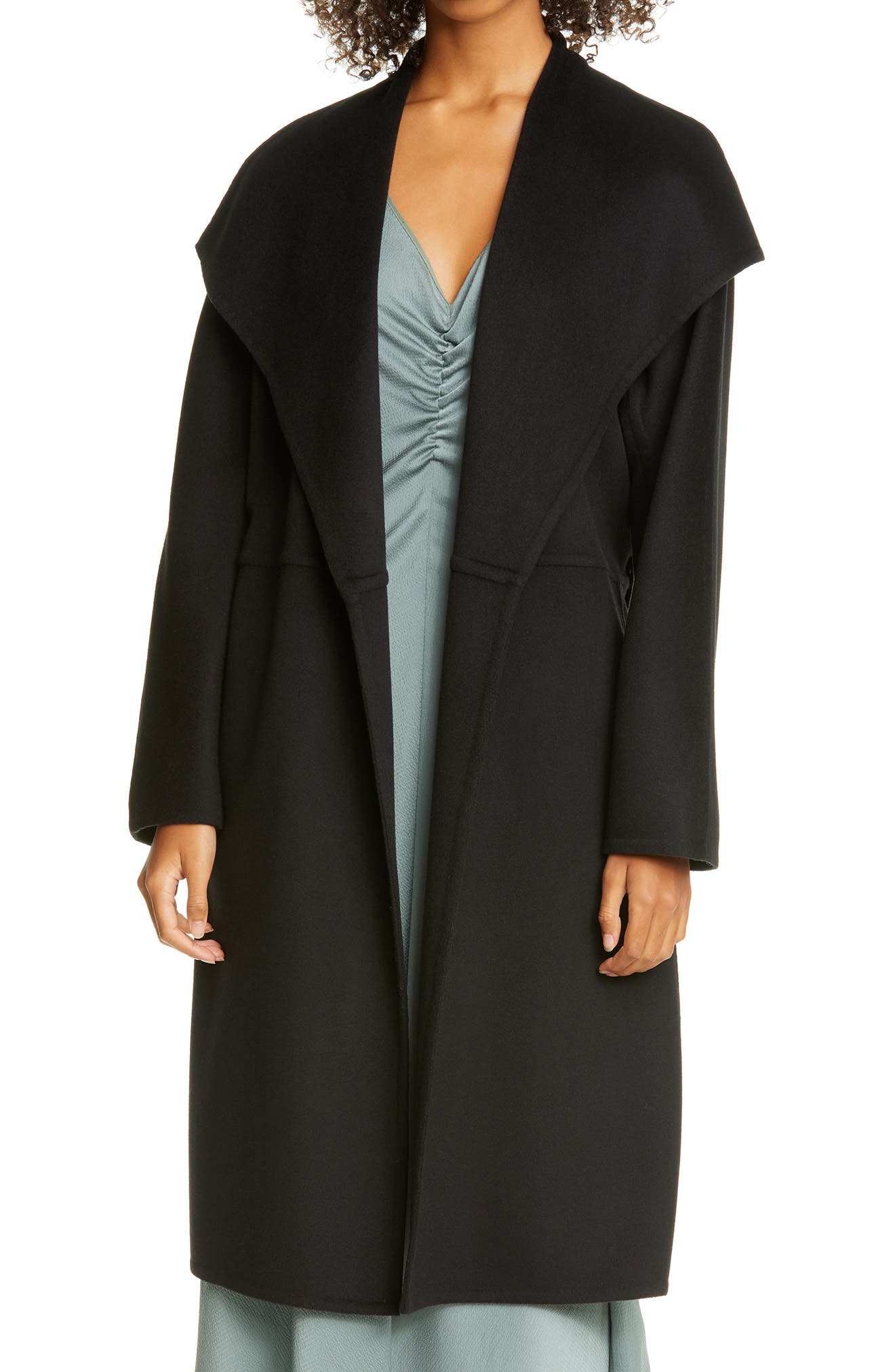 vince hooded wool blend coat