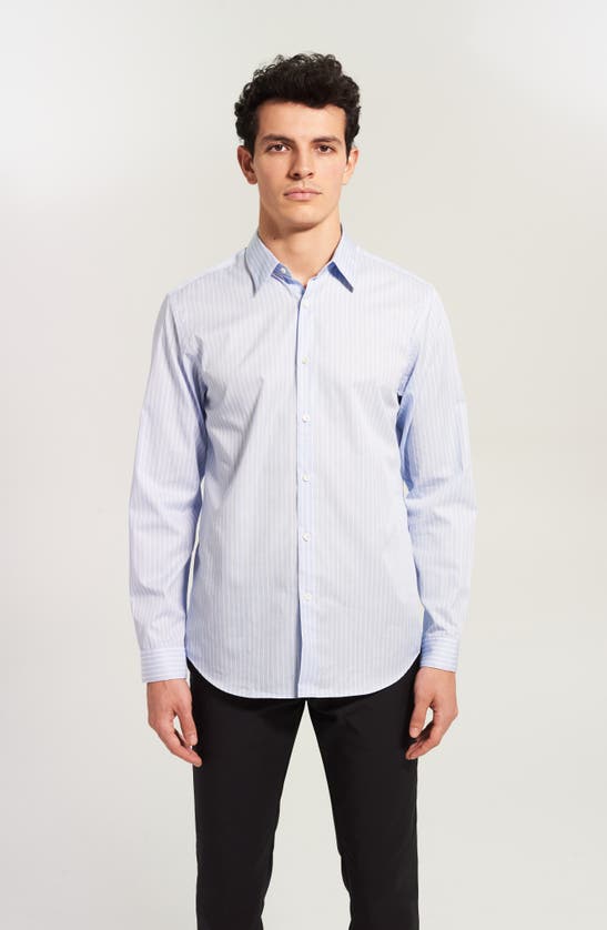 Shop Theory Irving Stretch Stripe Button-up Shirt In Olympic/ White