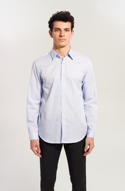 Shop Theory Irving Stretch Stripe Button-up Shirt In Olympic/white