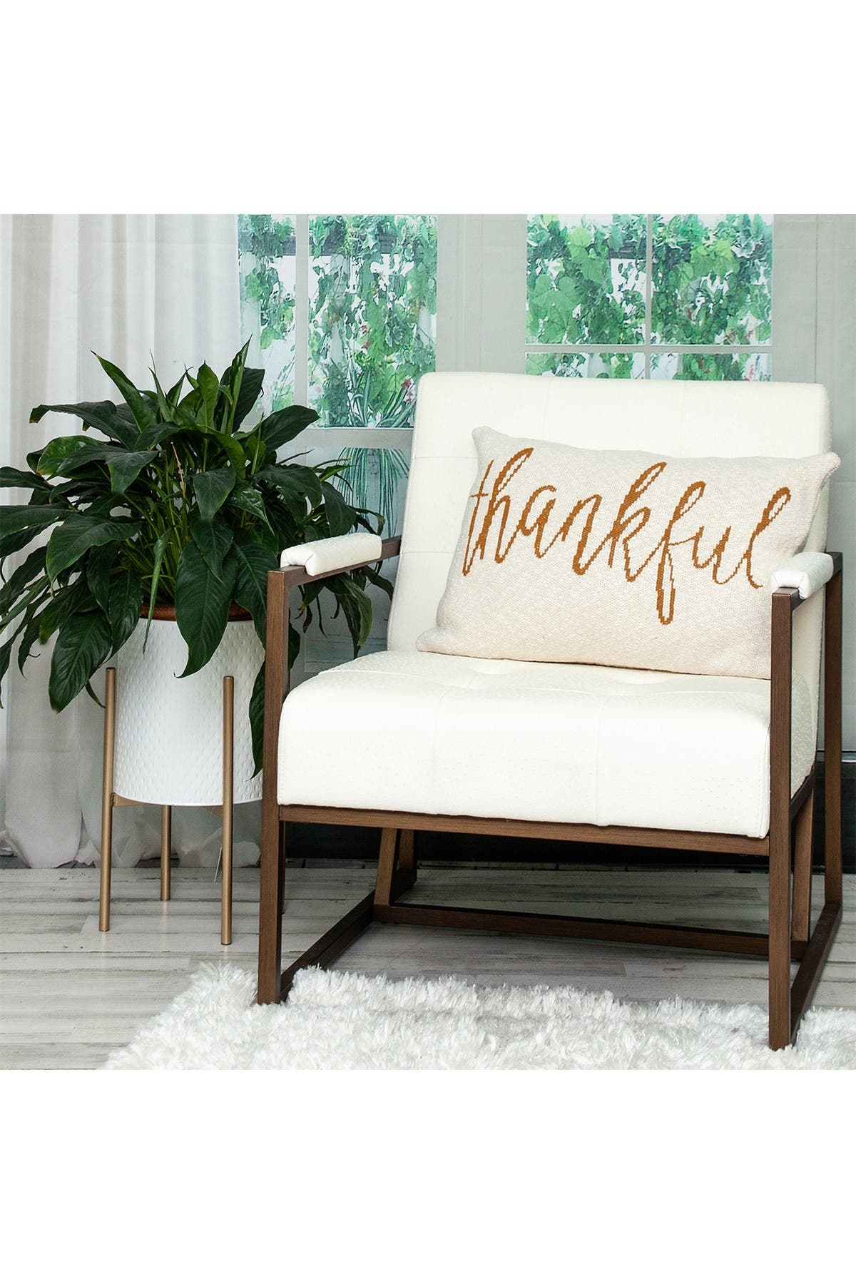 Parkland Collection Gold Thankful Transitional Beige Throw Pillow In Beige/khaki