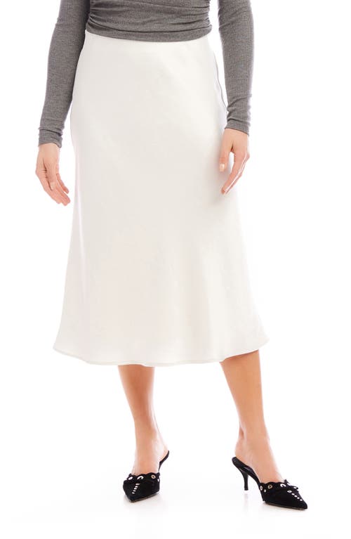 FIFTEEN TWENTY Mia Bias Cut Satin Midi Skirt in Cream 