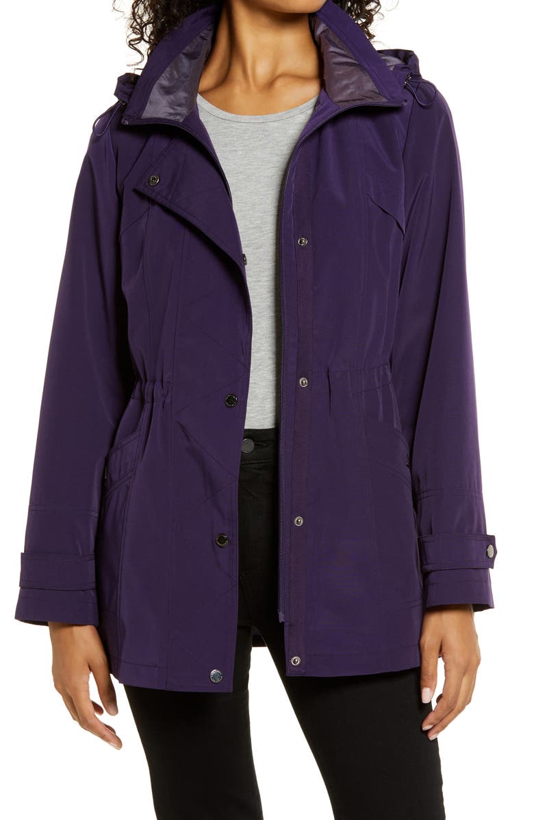 Gallery Cinched Waist Hooded Raincoat | Nordstrom
