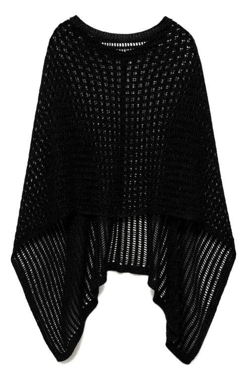 Shop Mango Metallic Open Stitch Cape In Black