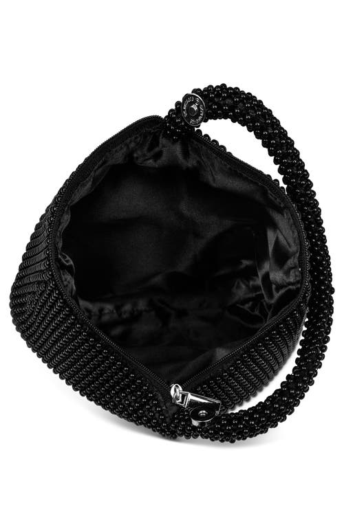 Jessica Mcclintock Staci Beaded Mesh Wristlet In 08n Black