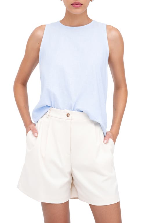 Shop Marcella Mckinley Sleeveless Linen & Cotton Top In Light Blue