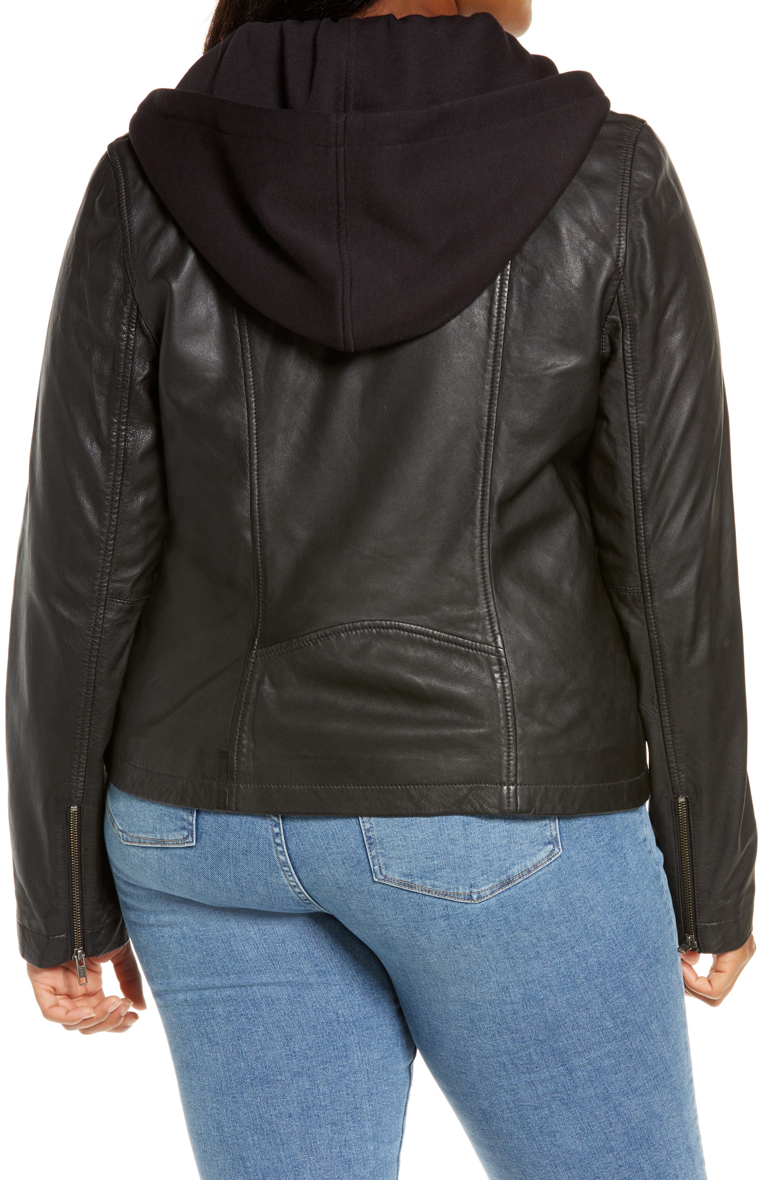 caslon leather jacket removable hood