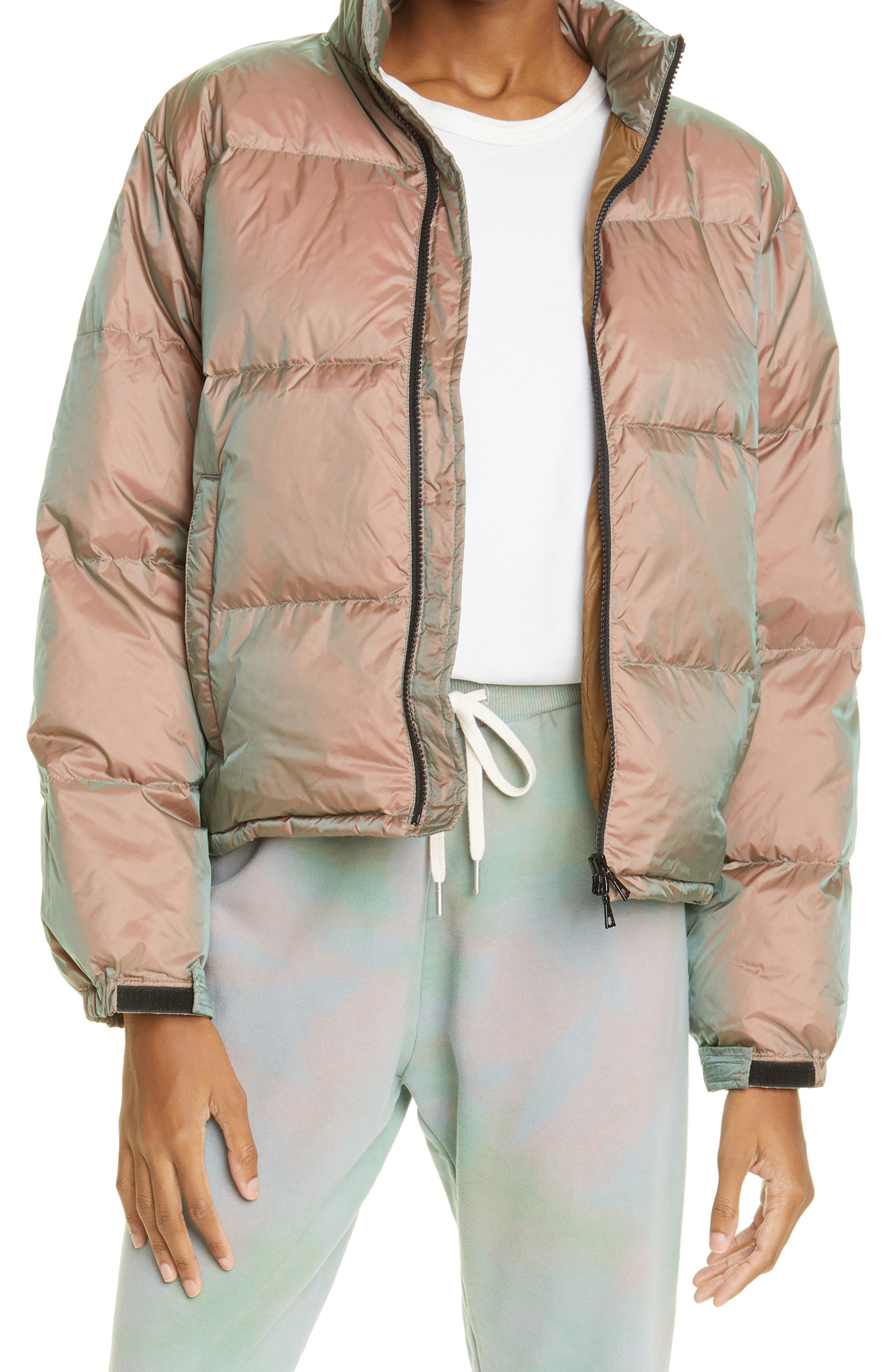John Elliott Iridescent Down Puffer Jacket in Astral at Nordstrom, Size Large