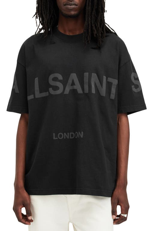 Allsaints Mens Jet Black Biggy Logo-print Relaxed-fit Organic-cotton T-shirt In Jet Black