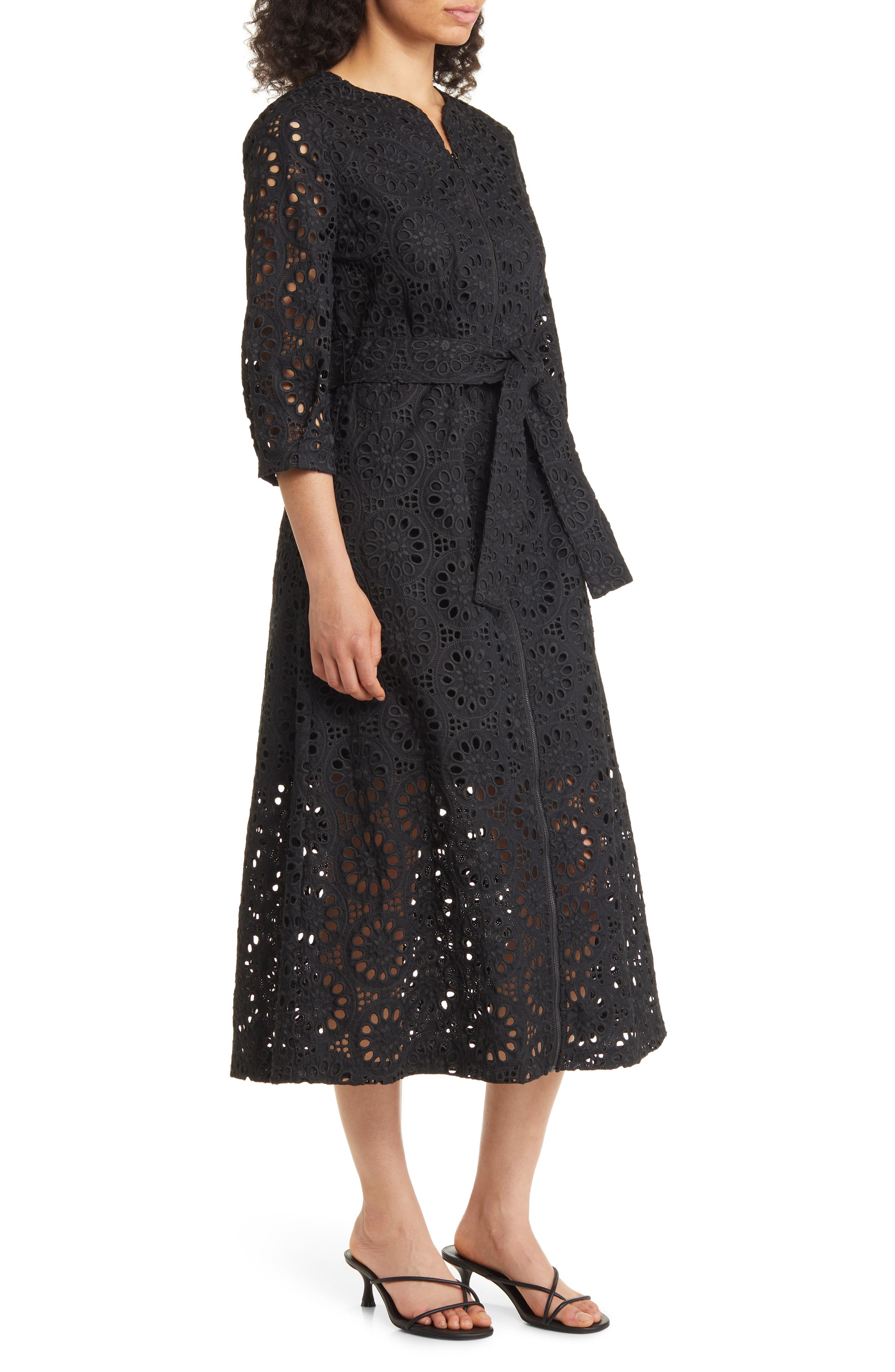 Misook Eyelet Tie Waist ALine Maxi Dress Nordstrom