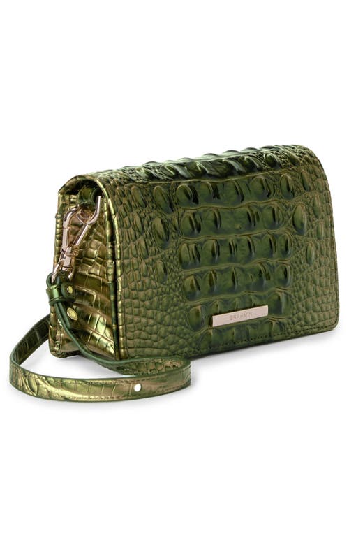 Shop Brahmin Minuette Croc Embossed Leather Crossbody Bag In Matcha Green