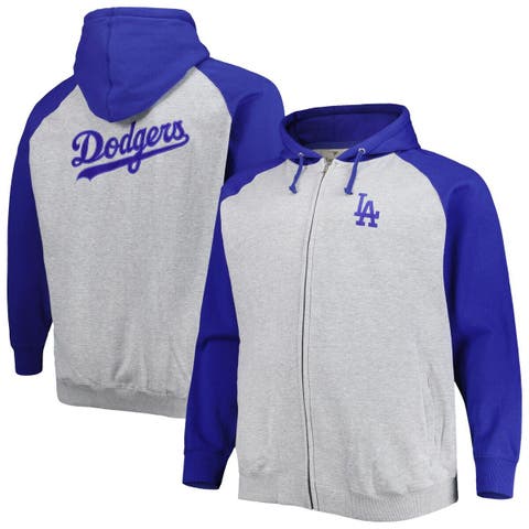 Los Angeles Dodgers Stitches Raglan Sleeve Quarter-Zip Pullover Jacket - Heathered Royal/Gray