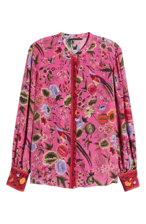 Kobi Halperin Fionna Floral Silk Button-up Shirt In Pink Multi