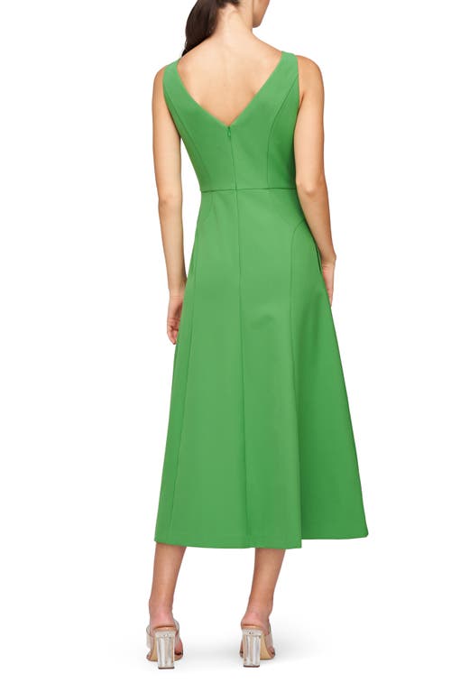 Shop Kay Unger Amari Sleeveless Stretch Crepe Midi Cocktail Dress In Lush Green