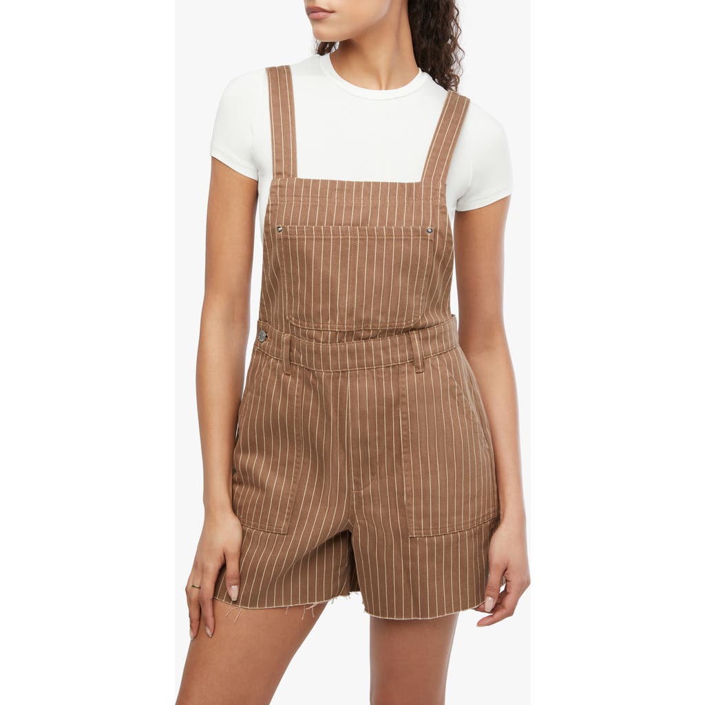 Weworewhat We Wore What Stripe Cotton Short Overalls In Brown