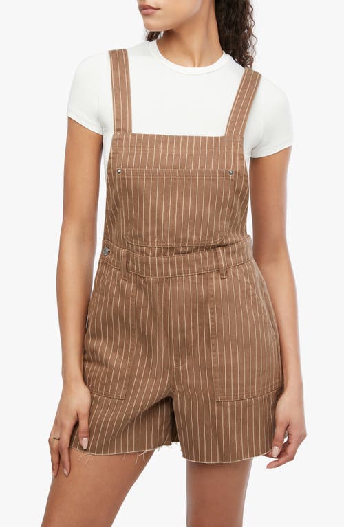 Shop Weworewhat We Wore What Stripe Cotton Short Overalls In Brown Multi