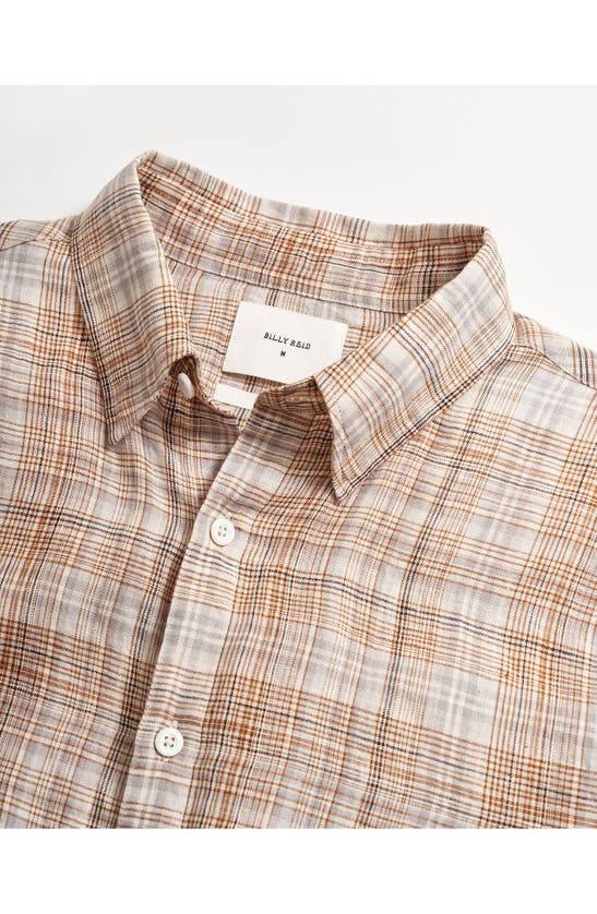 Shop Billy Reid Wilson Line Plaid Linen Button-up Shirt In British Khaki/ Silver
