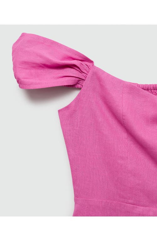 Shop Mango Sweetheart Neck Linen Blend Dress In Light Pink