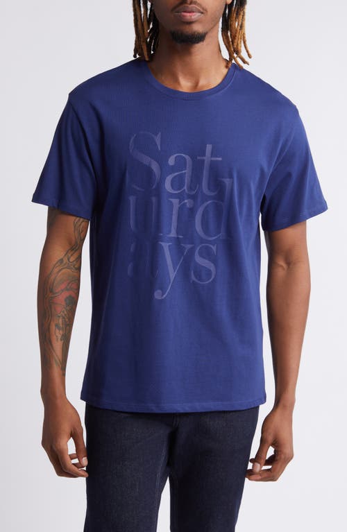 Saturdays NYC Miller Stacked Logo Graphic T-Shirt Ocean at Nordstrom,