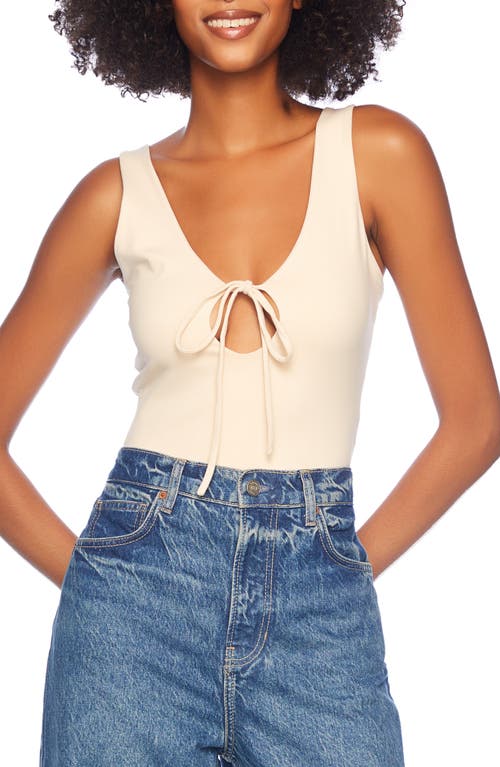 Shop Susana Monaco Keyhole Cutout Crop Tank In Belgian Creme