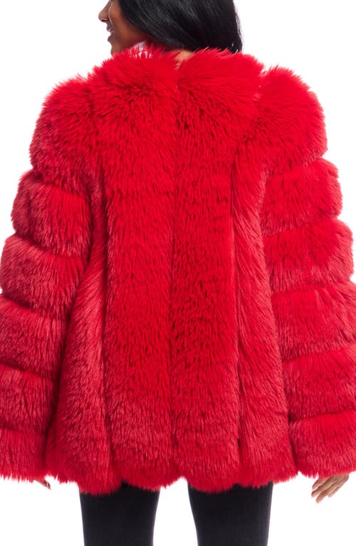 Shop Donna Salyers Fabulous-furs Donna Salyers Fabulous Furs Avante Faux Fur Coat In Cherry