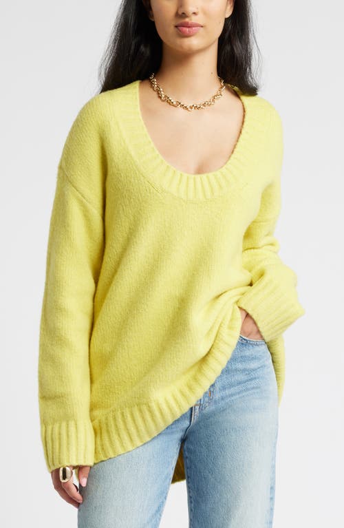 Shop Open Edit Oversize V-neck Sweater In Yellow Celery