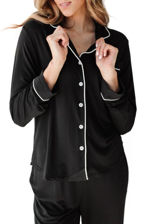 Long Sleeve Knit Pajamas in Black