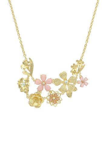 Olivia Welles Iridescent Crystal Bouquet Necklace In Gold