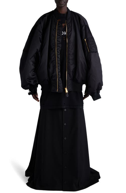 Balenciaga Double Sleeve Bomber Jacket In Black