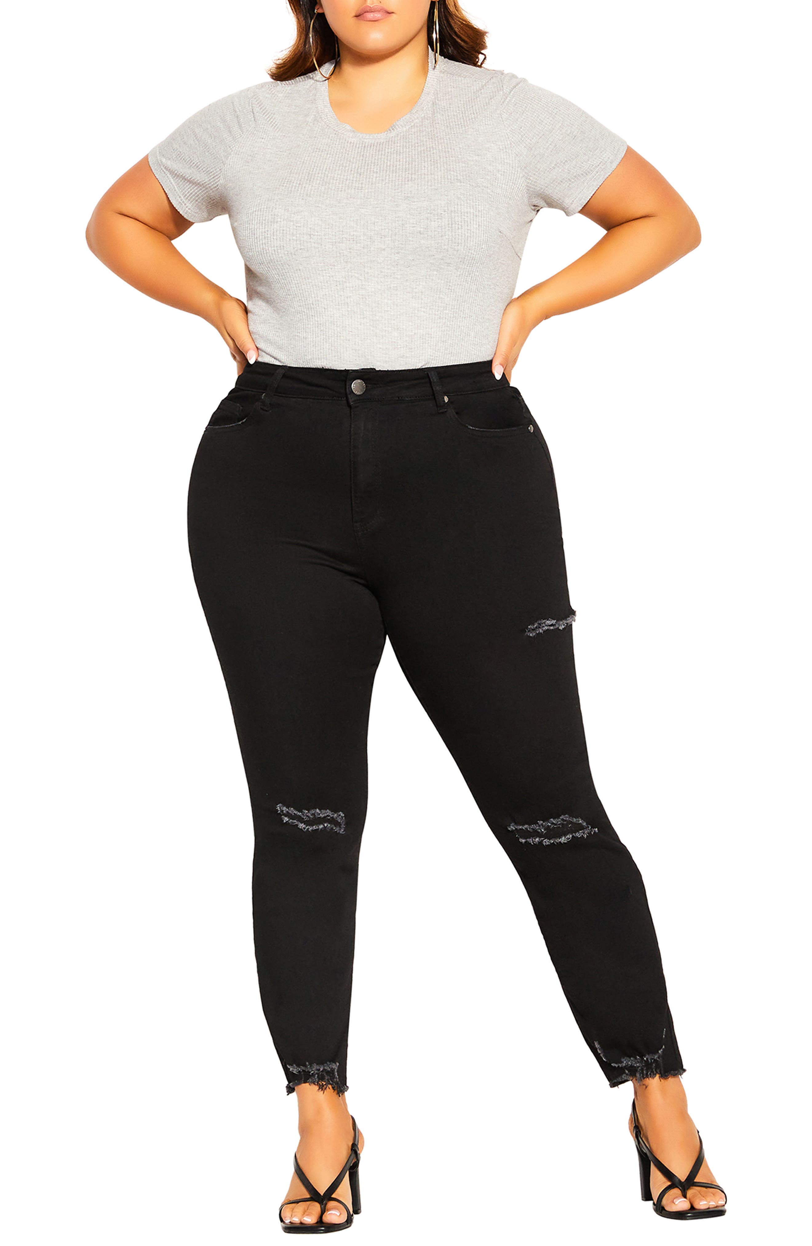 black ripped jeans women's