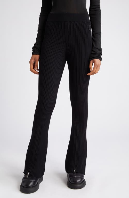 Moncler Crepe Knit Straight Leg Pants Black at Nordstrom,