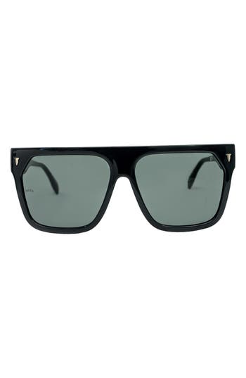 Shop Mita Sustainable Eyewear 59mm Square Sunglasses In Shiny Black/shiny Black