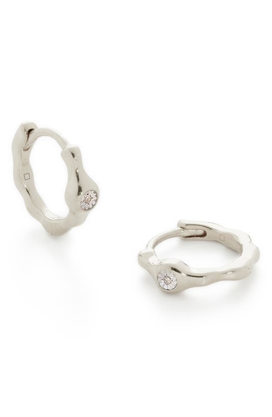 Monica Vinader Siren Diamond Huggie Earrings In Sterling Silver