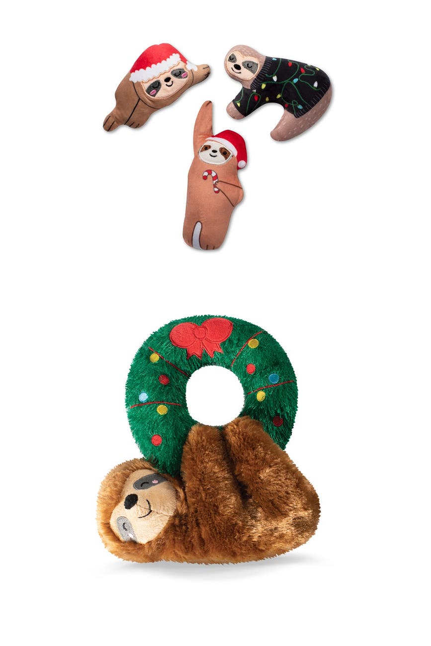 Fringe Studio Sloth Hanging From a Wreath and Christmas Sloths Mini 4