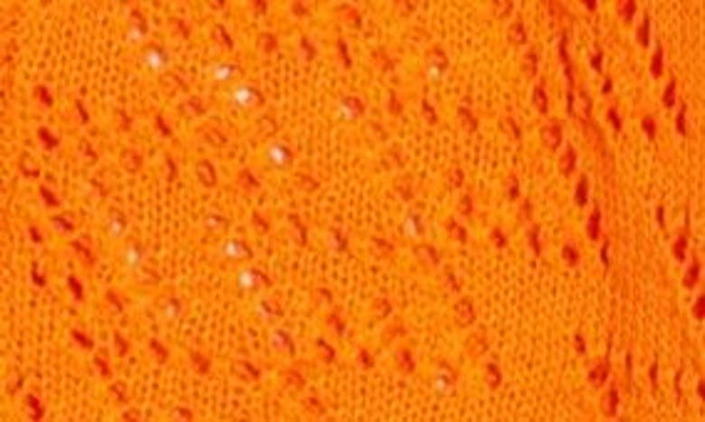 Shop Cotton Emporium Pointelle Cardigan In Orange
