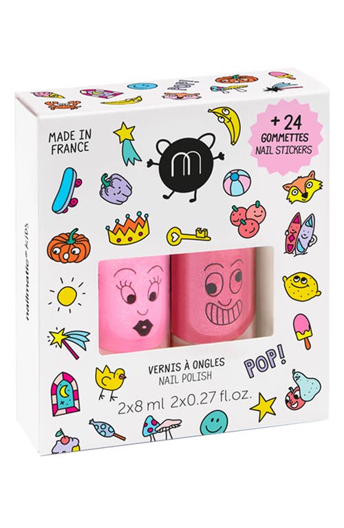 nailmatic Kids' Set of 2 Water Based Nail Polishes & Sticker Set in Pink