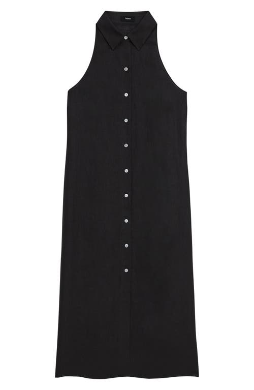 Shop Theory Sleeveless Button-up Midi Shirtdress In Black