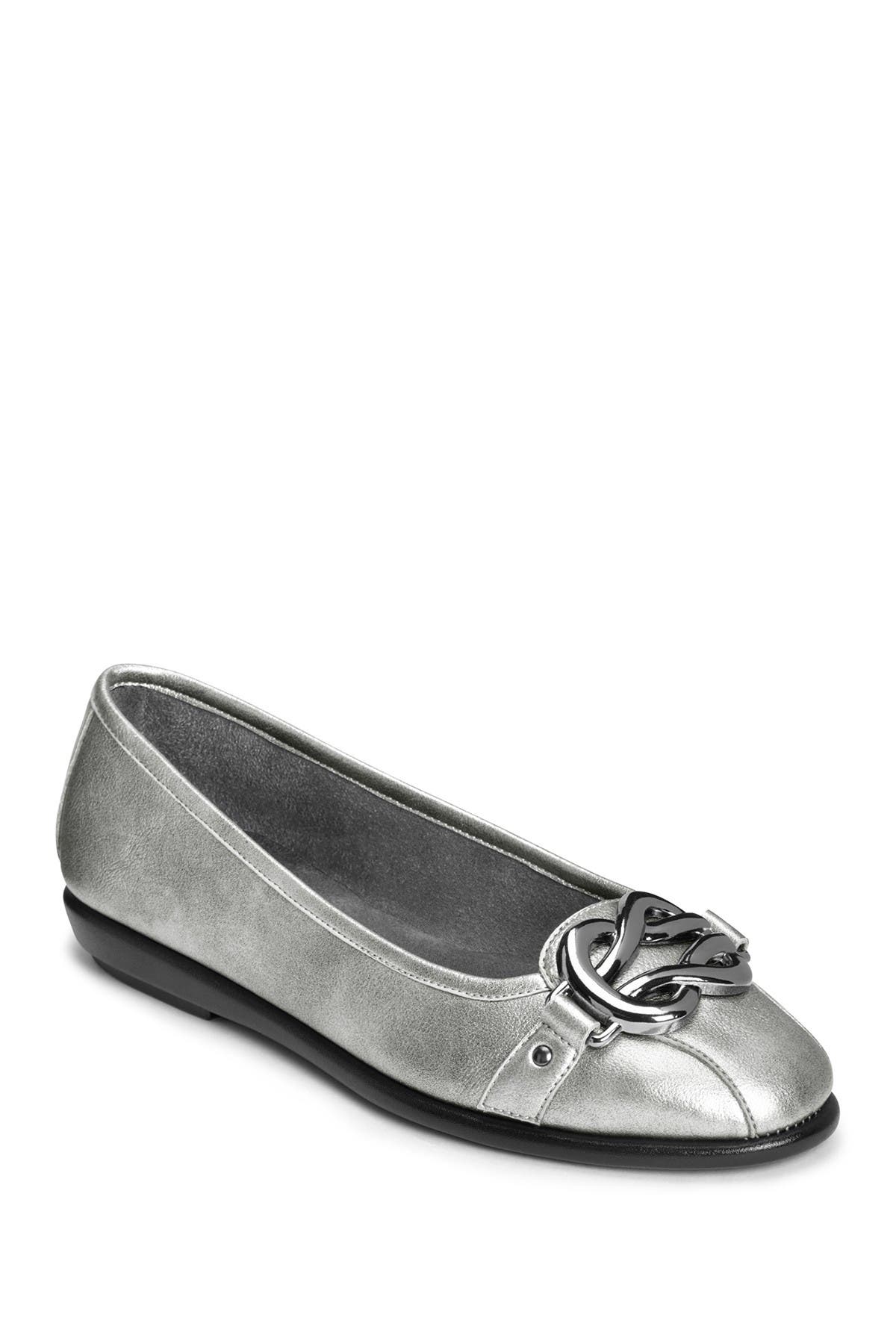 silver ballet flats wide width