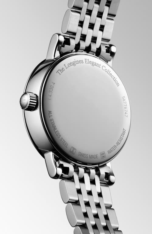 Longines Women's Swiss Elegant Moonphase Stainless Steel Bracelet Watch 30mm In White
