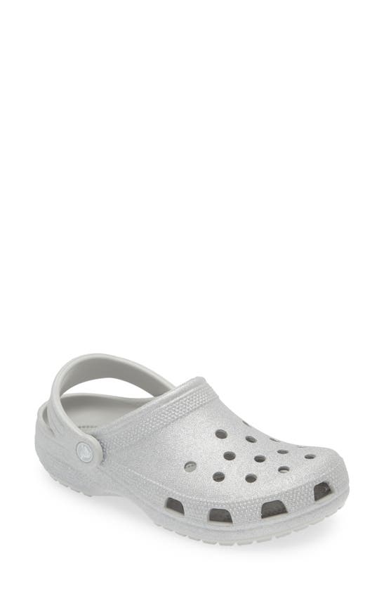 Shop Crocs Gender Inclusive Classic Glitter Clog In Silver Glitter