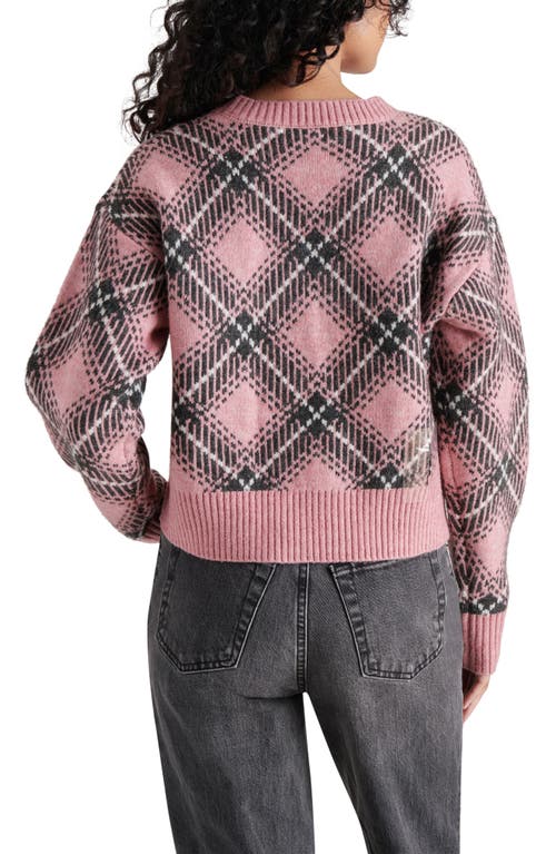 Shop Steve Madden Becka Argyle Crewneck Sweater In Mauve Multi