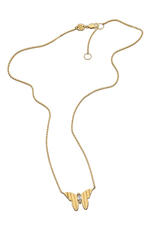 Jennifer Zeuner Norma Butterfly Pendant Necklace in Yellow Gold Plated