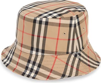 Burberry Beige & White Monogram Bucket Hat