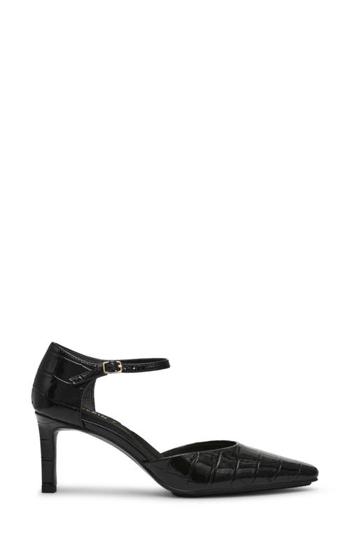 Anne Klein Rolanda Womens Pointed Toe Buckle Slingback Heels In Black Croco