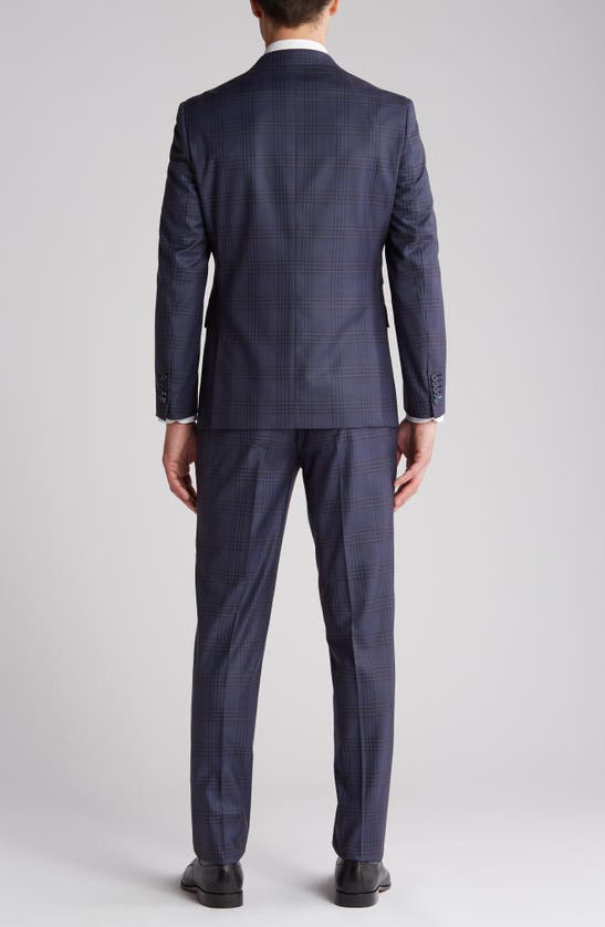 Shop English Laundry Plaid Trim Fit Peak Lapel Two-piece Suit In Gray