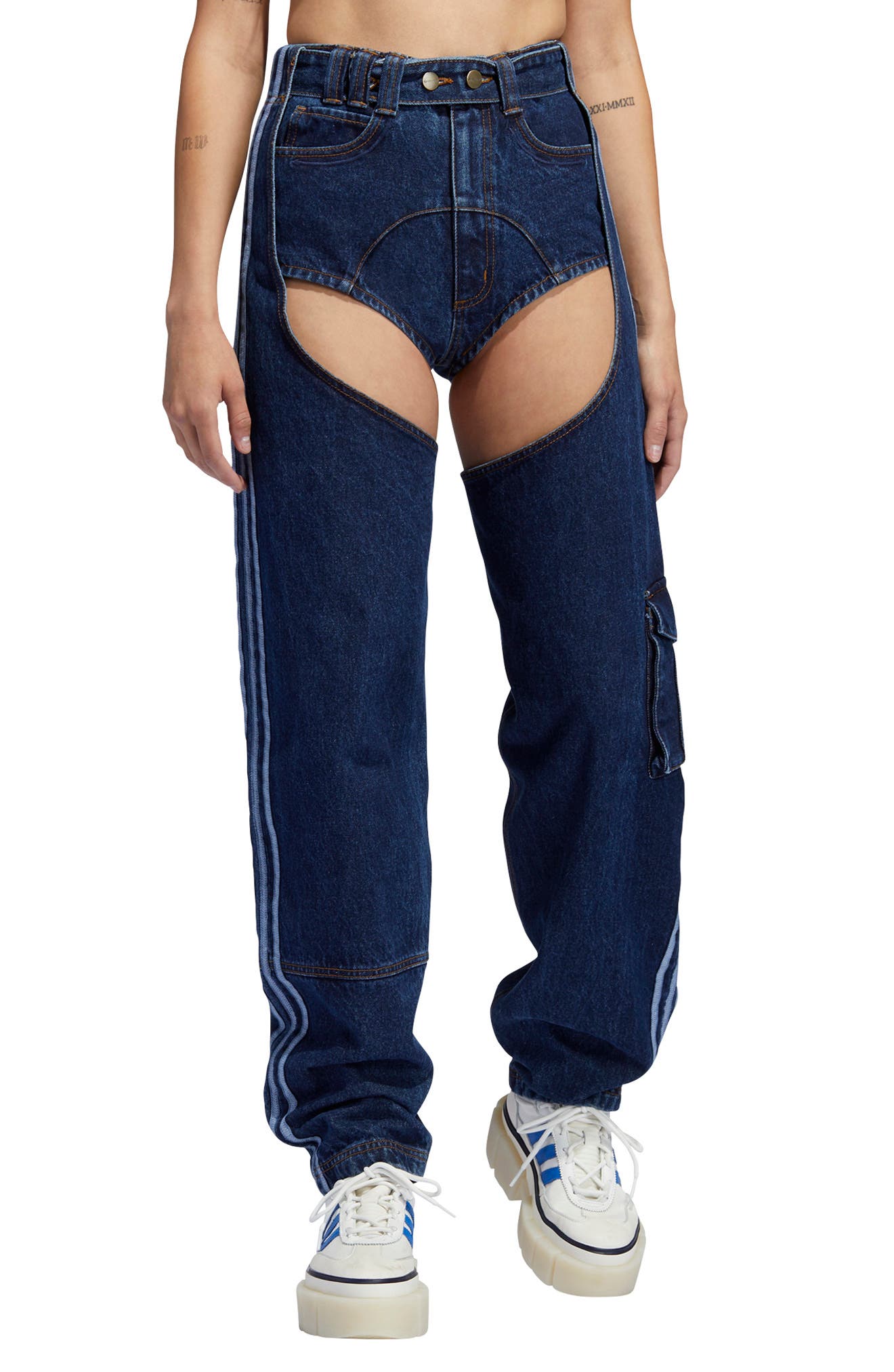 Adidas X Ivy Park Denim Chaps In Dark 