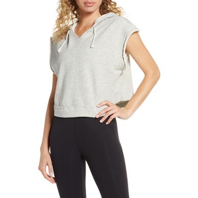 Free People Movement Swoop Crop Sleeveless Hoodie, Grey