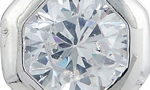 Savvy Cie Jewels Cz Octagonal Stud Earrings In Silver